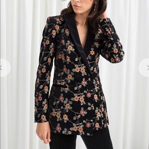 & Other Stories Embroidered Velvet Blazer, New